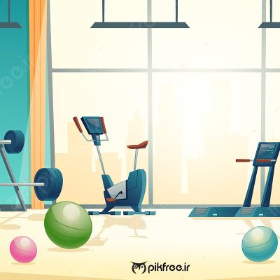 Vector-cartoon-background-of-gym-with-big-window-Pre